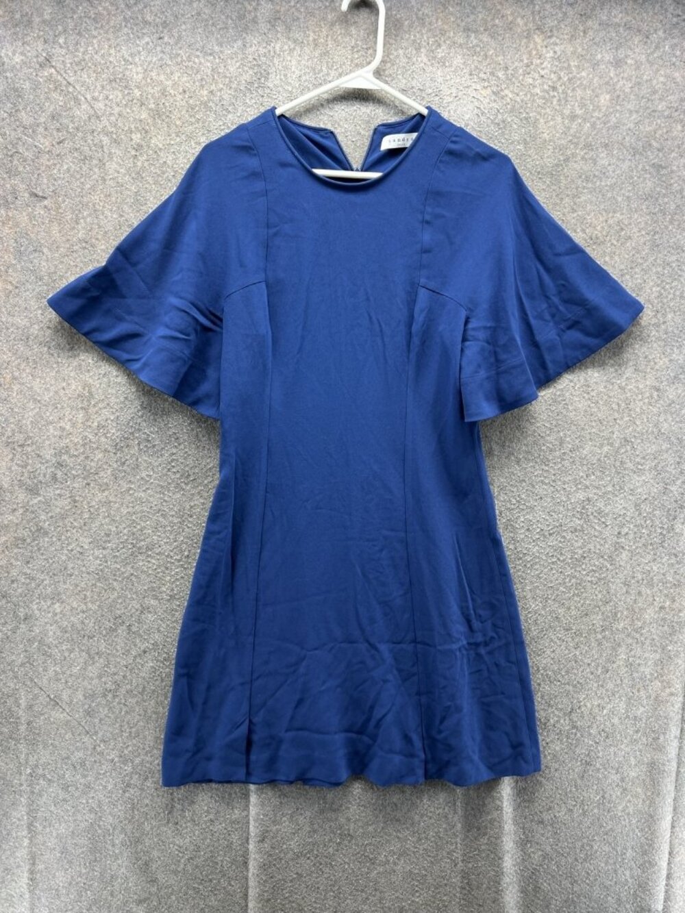 Sandro Dress Womens 3 Blue Round Neck Flutter Sleeve A Line Zip Mini Short